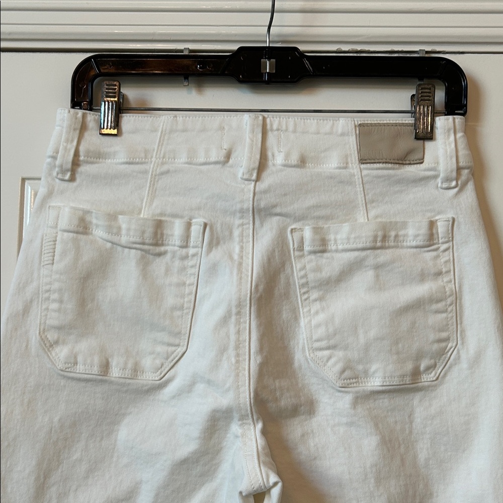 PAIGE White Anessa Utility Wide Leg Jeans Size 28 High Rise Raw Hem - Picture 6 of 11